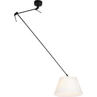 Pendellampe sort med plisseret skærm 35 cm creme - Blitz