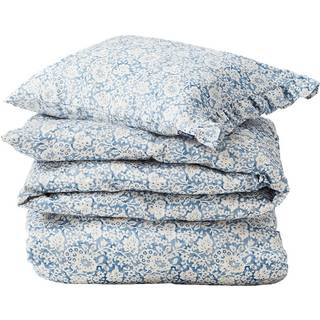 Lexington Blue Floral Printed Cotton Sateen sengetøjssæt 50x60 cm, 220x220 cm