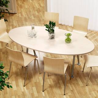 Konferencebord bådformet 200x120cm birk laminat
