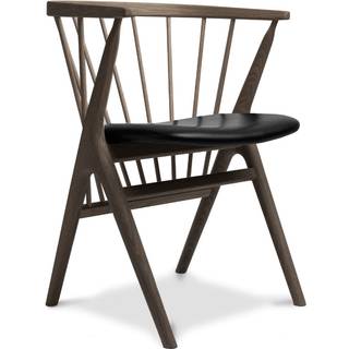 Sibast Furniture No 8 Spisebordsstol Mørkolieret Egetræ og Sort Læder