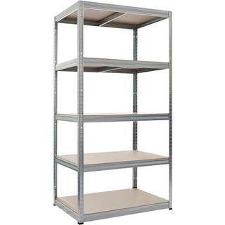 HOME It stålreol med 5 træhylder 180×90×40 cm galvaniseret ✓ På lager - klar til levering og afhentning