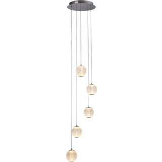 LED-hængelampe Allure, krom, rund, 5 lyskilder