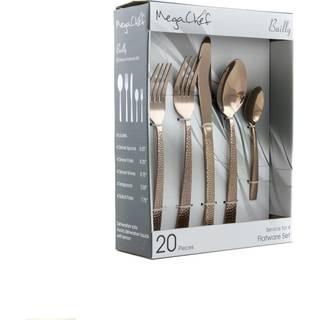 Megachef Baily 20 stykker bestik redskaber s?t rustfrit st?l s?lvt?j metal service til 4 i roseguld