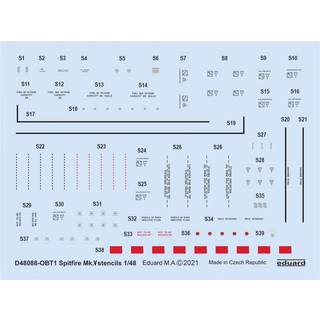 Spitfire Mk.V stencils 1/48 for EDUARD