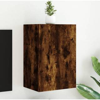 væghængt tv-bord 40,5x30x60 cm konstrueret træ røget egetræ