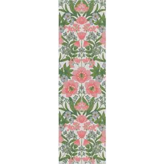 Ekelund Linneväveri Bettys tulpaner bordløber 35x120 cm Rosa-grøn