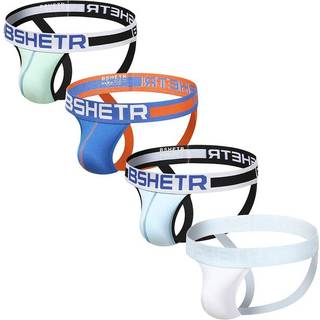 Bshetr M?nds undert?j Jockstrap Athletic Supporters 4-Pack Cotton Low Rise Stretch Multipack Performance Jock Strap