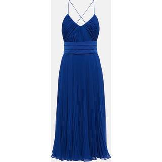 Max Mara Clarino pleated georgette midi dress - blue - L