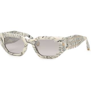 Philipp Plein Kvinde SPP066M PLEIN BLINK BLAZE 09YL Solbriller Acetat Elfenben Røg Geometrisk Normal Spejl