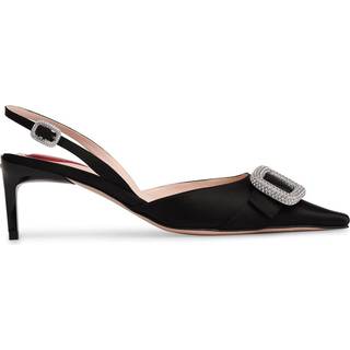 Roger Vivier Dorsay embellished satin slingback pumps - black - EU 35.5