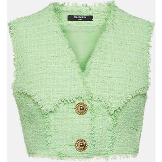 Balmain Tweed crop top - green - XS