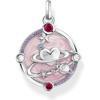 Thomas Sabo PE959-340-9 Silberner Kettenanhänger mit rosafarbener Emaille Damen
