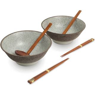Japansk ramen skålsæt, 6 dele, komplet til 2 personer - Koishi Ø22 cm