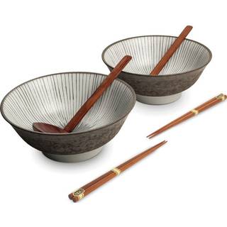 Japansk ramen skålsæt, 6 dele, komplet til 2 personer - Shima Ø22 cm