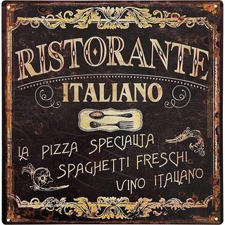 Blechschild Ristorante Italiano Vintage Nostalgie Antik-Stil 30x30cm