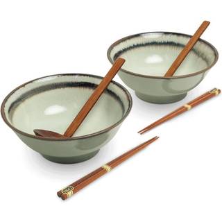 Japansk ramen skålsæt, 6 dele, komplet til 2 personer - Wasabi Ø22 cm