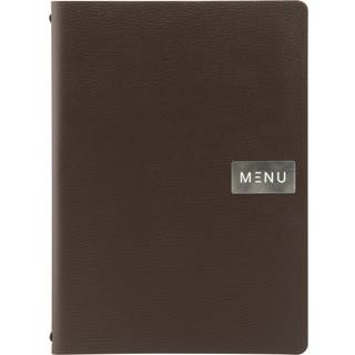 Securit LEATHER RAW menukort A4 i øko-læder brun