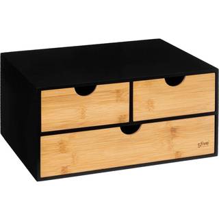 Kasse med skuffer i bambus - Sort - 31,2cm x 25,2cm x 15,9cm - Blake