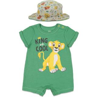 Disney Lion King Simba Nyfødte baby drenge Romper og Bucket Sun Hat Green Newborn