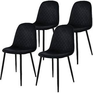 Spisebordsstol 4 dele sort velourbetræk med metalben ML-Design