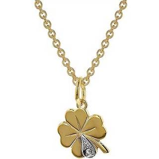trendor 39480 Kleeblatt Anhänger mit Diamant Gold 333 an goldplattierter Kette