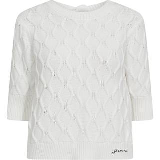 Cotton Cable Open Back Top K1920 - Bright White - GANNI - Hvid M