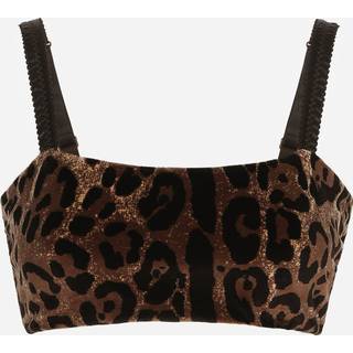 Dolce&Gabbana Leopard-print velvet crop top - multicoloured - XXS