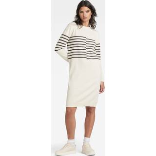 Broken Stripe Knitted Dress - Beige - Women