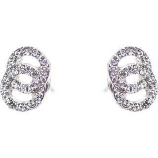 Dazzling Earring Silver Col, Two Circles Joined W Crystals
