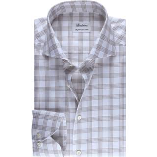 Stenströms Beige Checked Twill Shirt | Herre |Herreskjorter | Fitted Body | Størrelse: 42 | Lys beige | Lange Ærmer