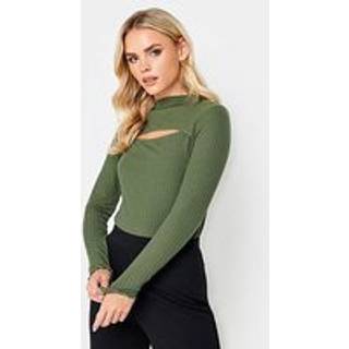 PixieGirl Petite PixieGirl Petite Green Lettuce Edge Cut Out Top