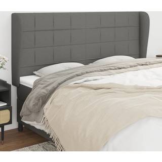 Sengegavl Med Kanter Stof - Mørkegrå / 183 x 23 x 118/128 cm