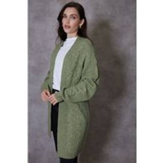 Threadbare Threadbare Green Curve Ladies Rozanna Cable Detail Cardigan