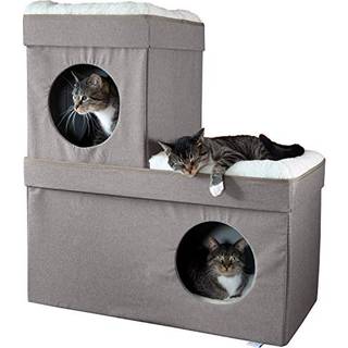 Kitty City Stor stabelbar Tan Cat Condo Cat Cube Cat House Pop Up seng Kat Ottoman (CM-10074-CS01)