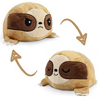 Teeturtle - den originale reversible dovendyr plushie - brun - s?d sensorisk fidget -udstoppede dyr, der viser dit hum?r 3,5 tommer