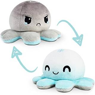 TeeTurtle - Den originale vendbare plys-bleksprutte - Snefnug + Sky - Søde sanse-stimulerende fidget-plysdyr, der viser dit humør