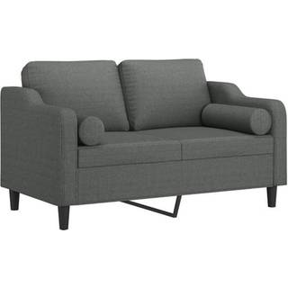 2-personers sofa med pyntepuder 120 cm stof mørkegrå