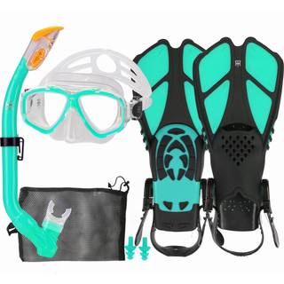 Snorkelst til brn med finner Snorkelfinner maskest til brn Snorkeludstyr til brn med svmmefdder Anti-lkage Ungdoms snorkelfinnerst dykke