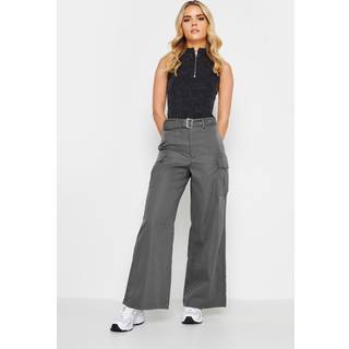 PixieGirl Petite PixieGirl Petite Grey Belted Wide Leg Cargo Trousers