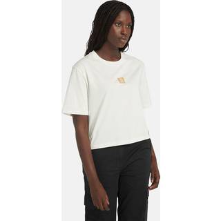 Timberland Women's Stack Logo Short Sleeve Tee T-shirt Damer størrelse M farve hvid