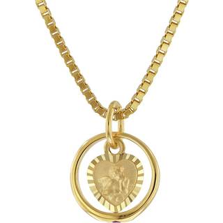 trendor 75119 Taufring Rubin Amorherz Gold 585 an goldplattierter Halskette