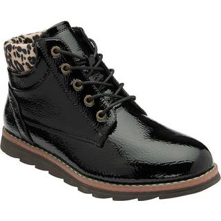 Lotus Lotus Black Patent Lace-Up Ankle Boots