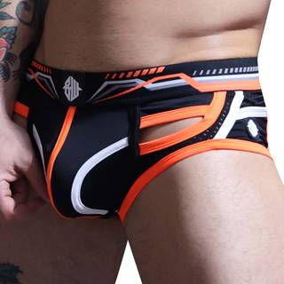 Breedwell Cyber Nights Briefs - Black - Neon Orange