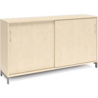 Office kontorskab med skydedør 890x1600mm birk med alugråt stel