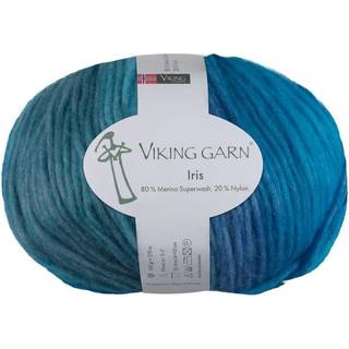 Viking Iris 421 Multi blå/turkis Indhold: 80% Superwash merinould, 20% nylon Vægt/længde: 100 g = 270 meter Anbefalede pinde: 5-7 mm Strikkefasthed: 10 x 10 cm = 15-16 m Vask: Max 30°C / Tørres fladt.
