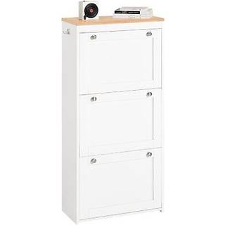 SoBuy Skoskab FSR144-WN - Hvid/Natur - 59x116x26 cm