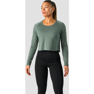 Stride Cropped Long Sleeve Wmn Sea Green