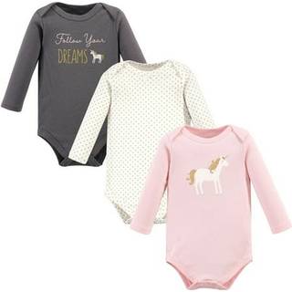 Hudson baby unisex baby bomuld langærmet bodysuits guld enhjørning 0-3 måneder