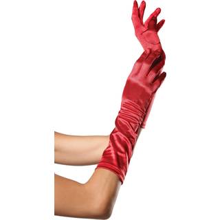 Leg Avenue Elbow Length Satin Gloves 8B Red