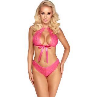 Kissable Delicate Lace Set with Bow 2214555 Pink L/XL